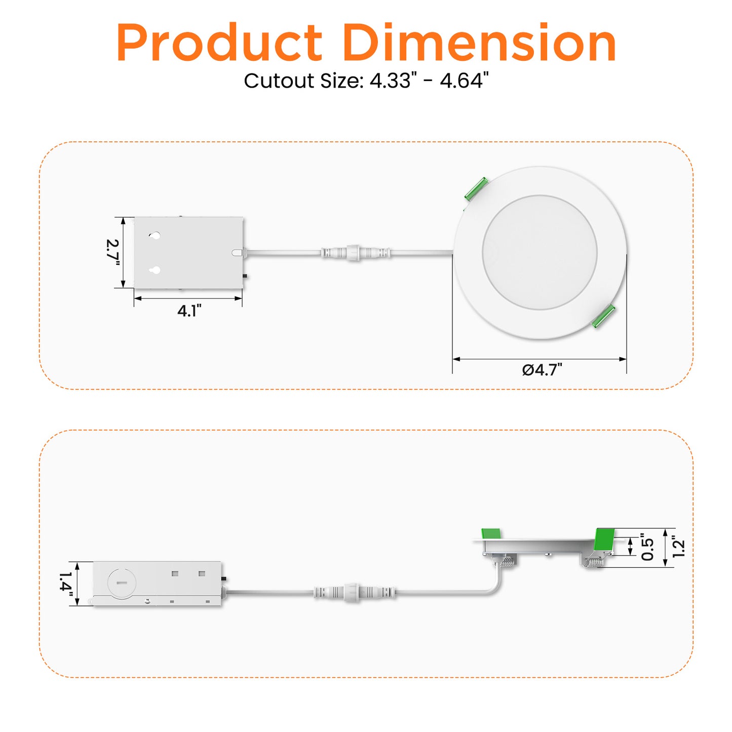 4'' Recessed LED Ceiling Light 9W, White Downlights, 12pcs 5CCT Dimmable